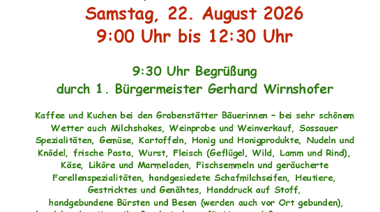 Bauernmarkt zu Mariä Himmelfahrt 2026 Bauernmarkt zu Mariä Himmelfahrt 2026